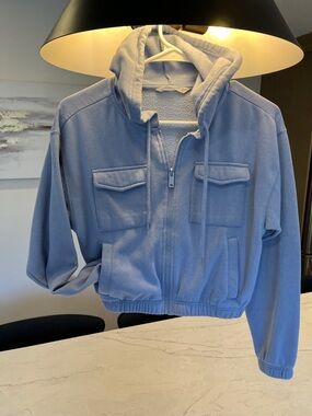 Bluenotes Light Blue Hooded Zip-Up Sweatshirt